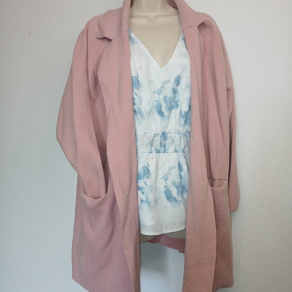 UGC Paprika  Soft Pink Long Sweater Duster with pockets size 24/26